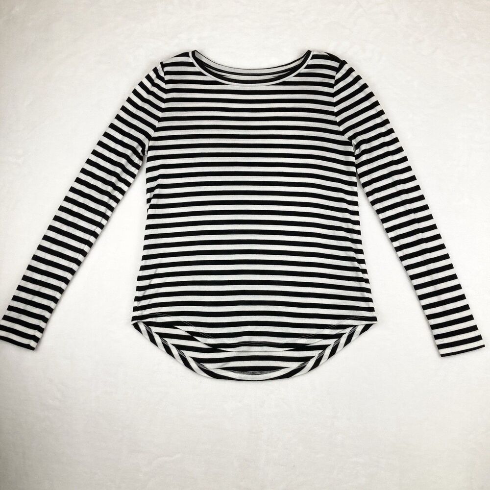 Ann Taylor LOFT Long Sleeve Shirt Women's Size Small White Black Striped Top